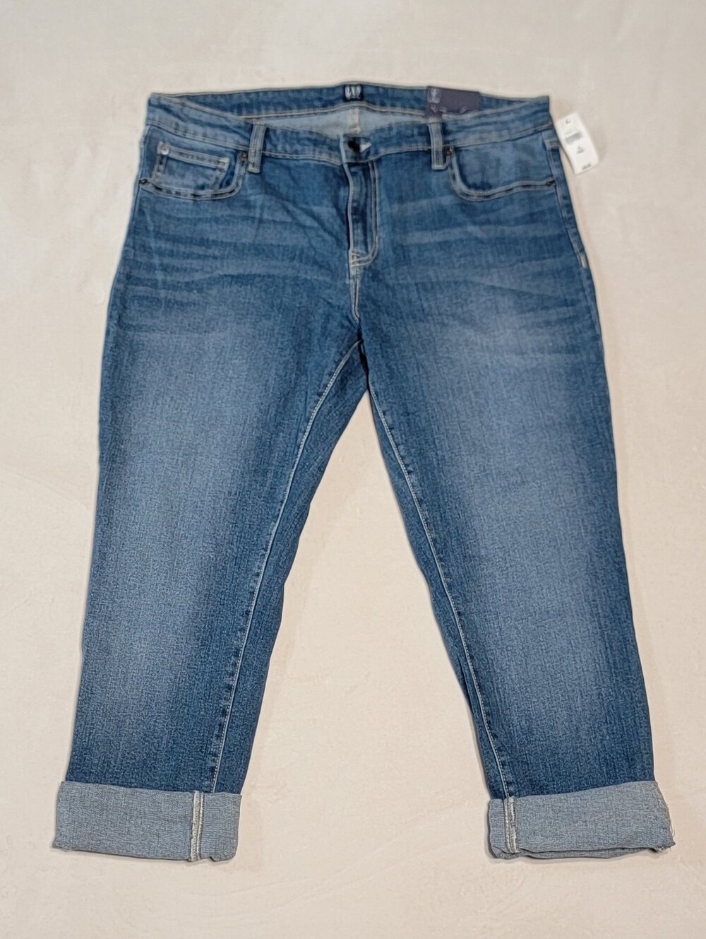 NEW Gap 32 Regular Mid Rise Straight Ankle Jeans Cuffed